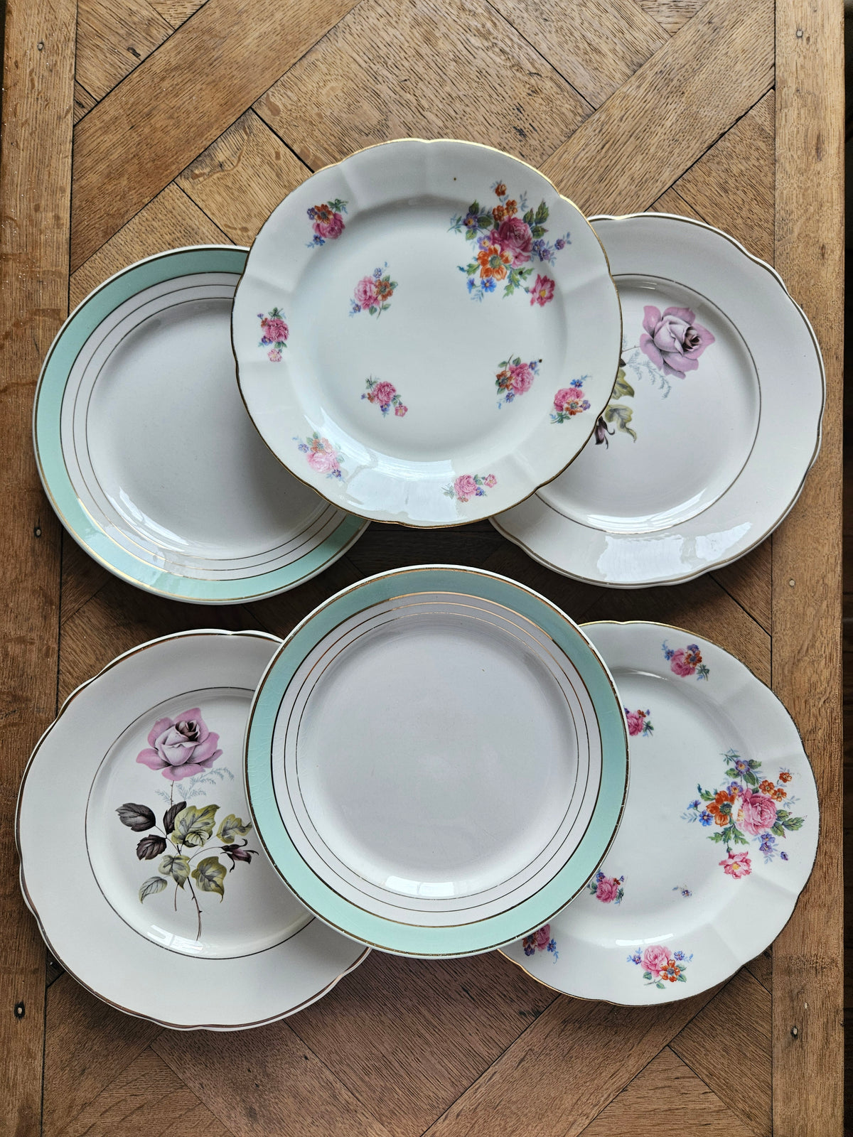 Assiettes plates dépareillées "Périgord"