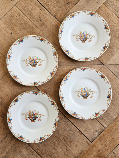 Lot de 4 assiettes à dessert vintage Faïencerie d’Onnaing 