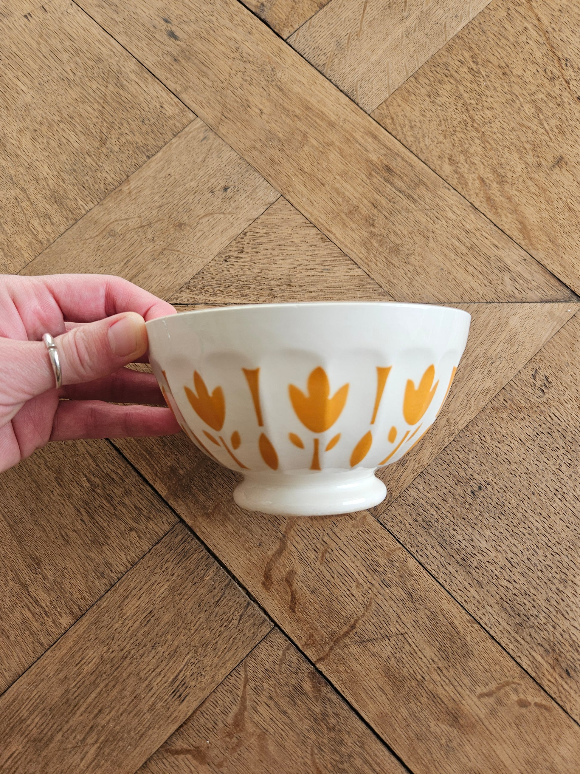 Bol à facettes Sarreguemines, décor jaune