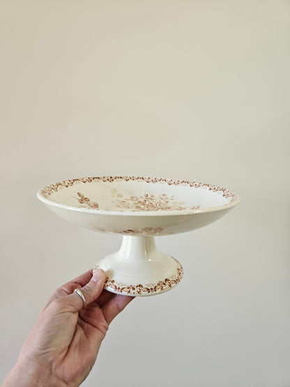 Compotier ancien en terre de fer. Manufacture Hippolyte Boulenger, modèle Lucie. Couleur sépia. 