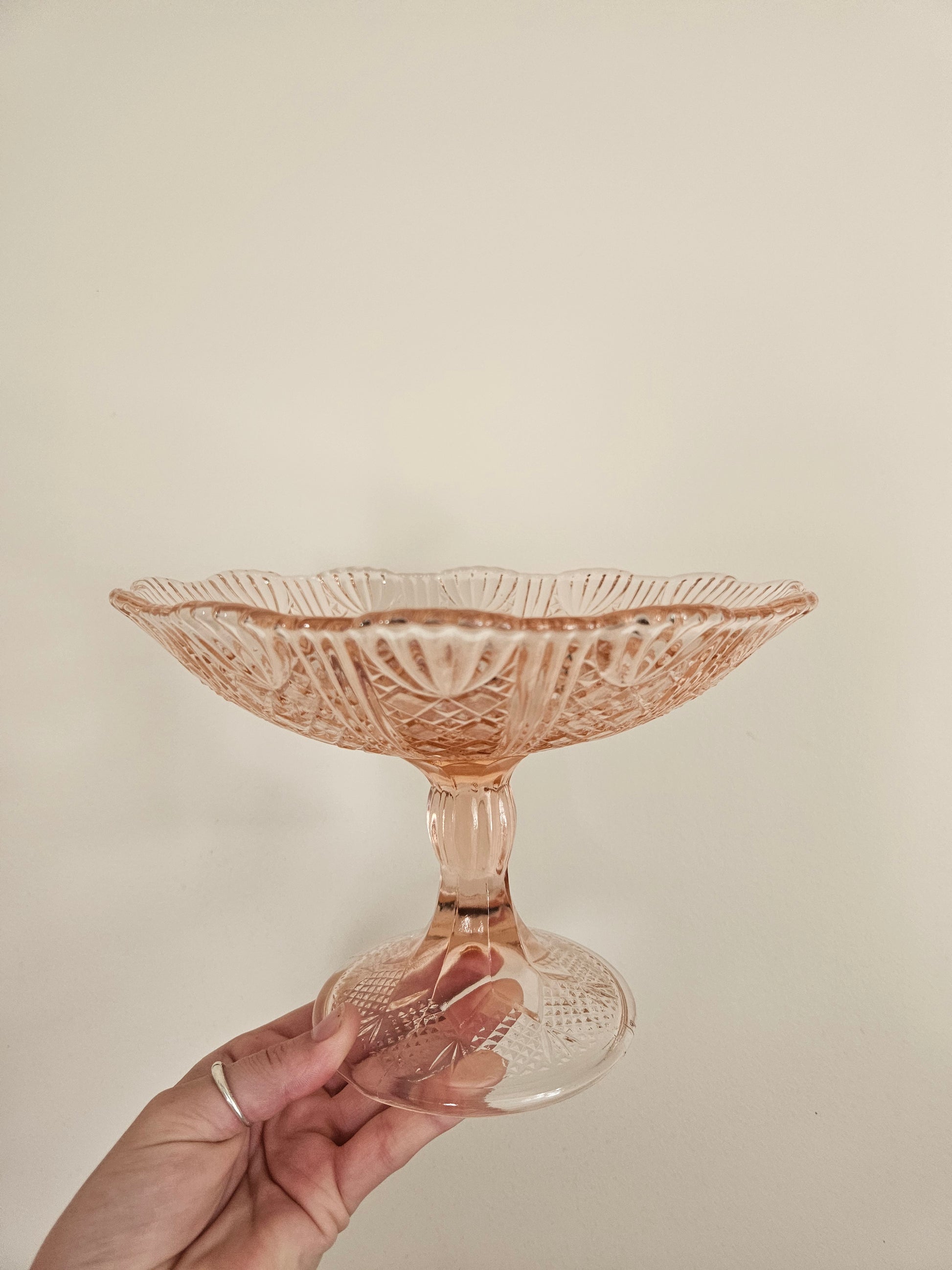 Compotier en cristal rose