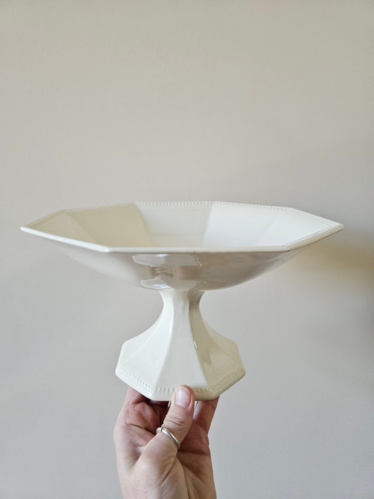 Rare compotier ancien Sarreguemines. Octogonal perlé. 