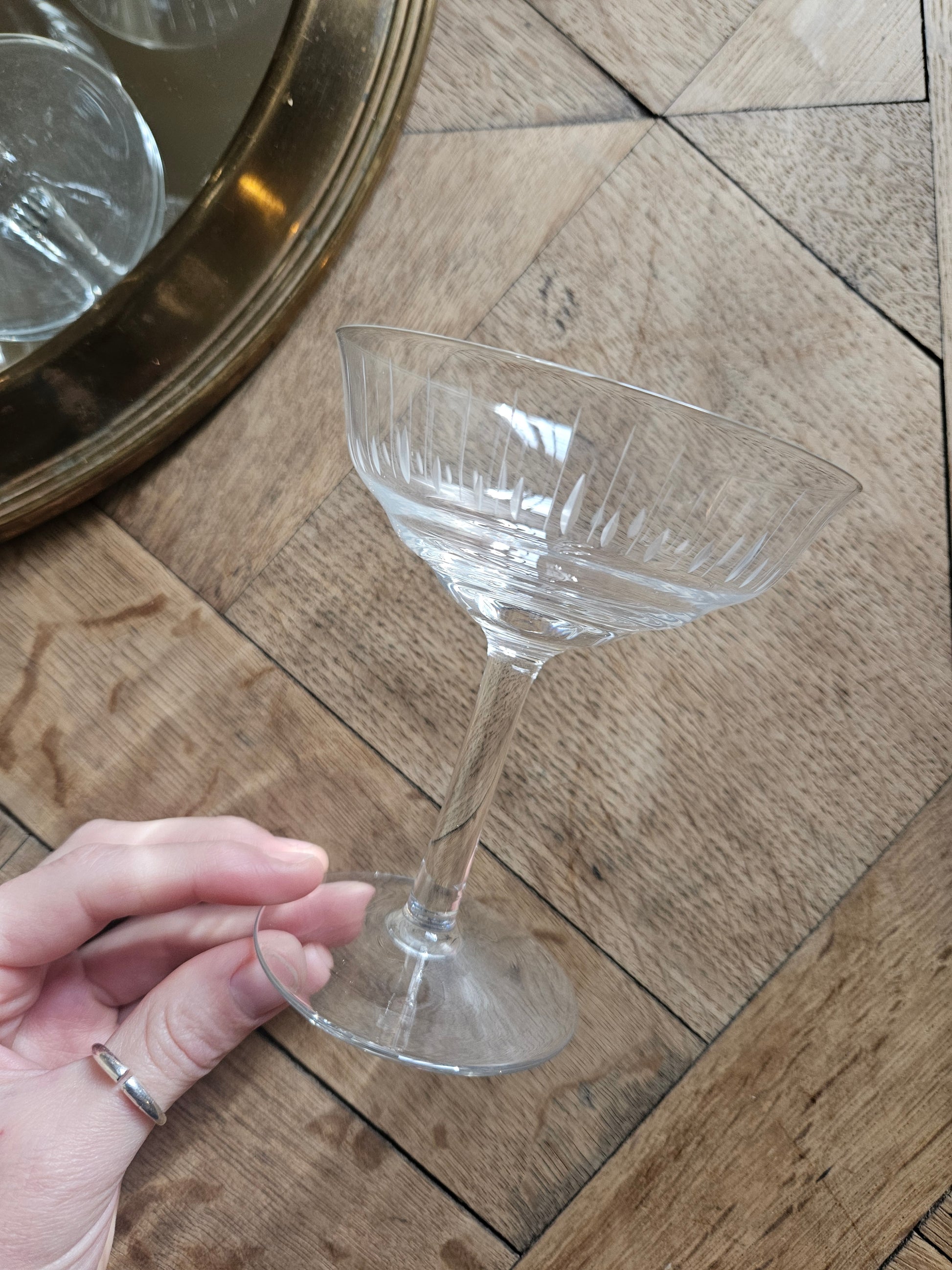 Coupe à champagne vintage style art déco. Cristal taillé. Villeroy et Boch.