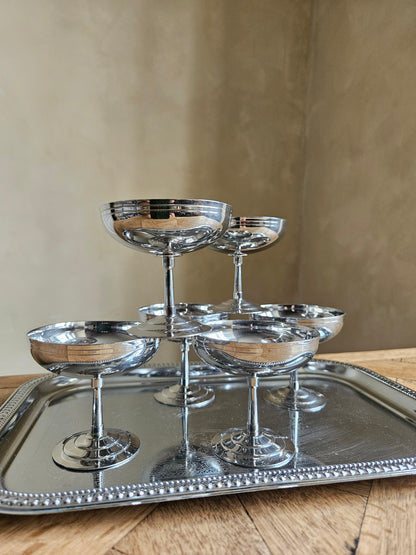 Lot de 6 coupelles inox Letang et Remy. Coupes métalliques vintage.