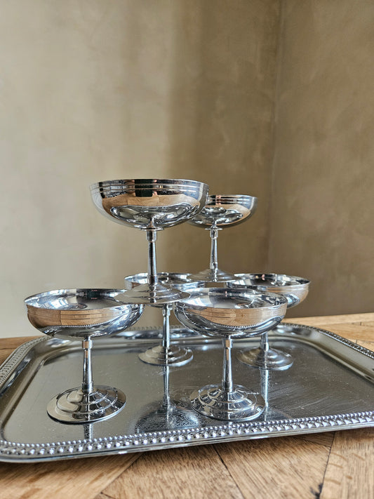 Lot de 6 coupelles inox Letang et Remy. Coupes métalliques vintage.