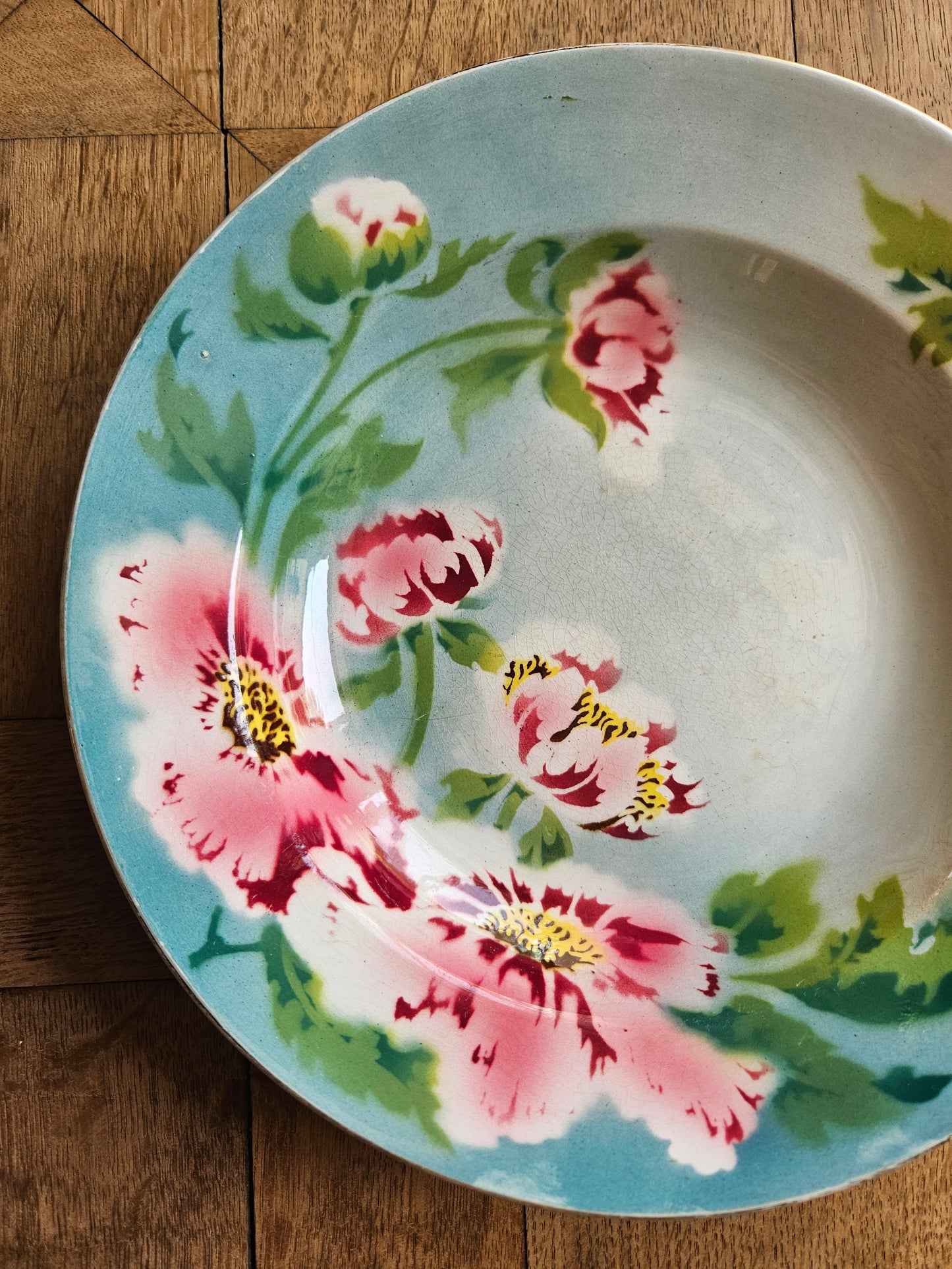 St amand et hamage plat creux ancien decor pivoines