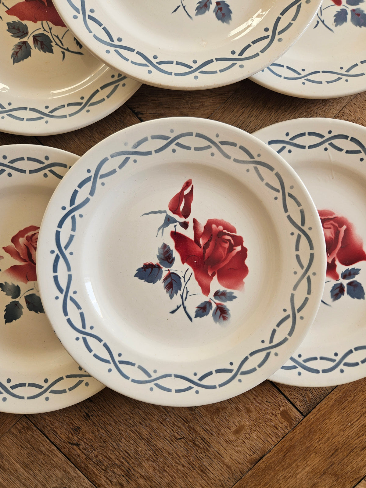 Lot d’assiettes à dessert vintage digoin janine