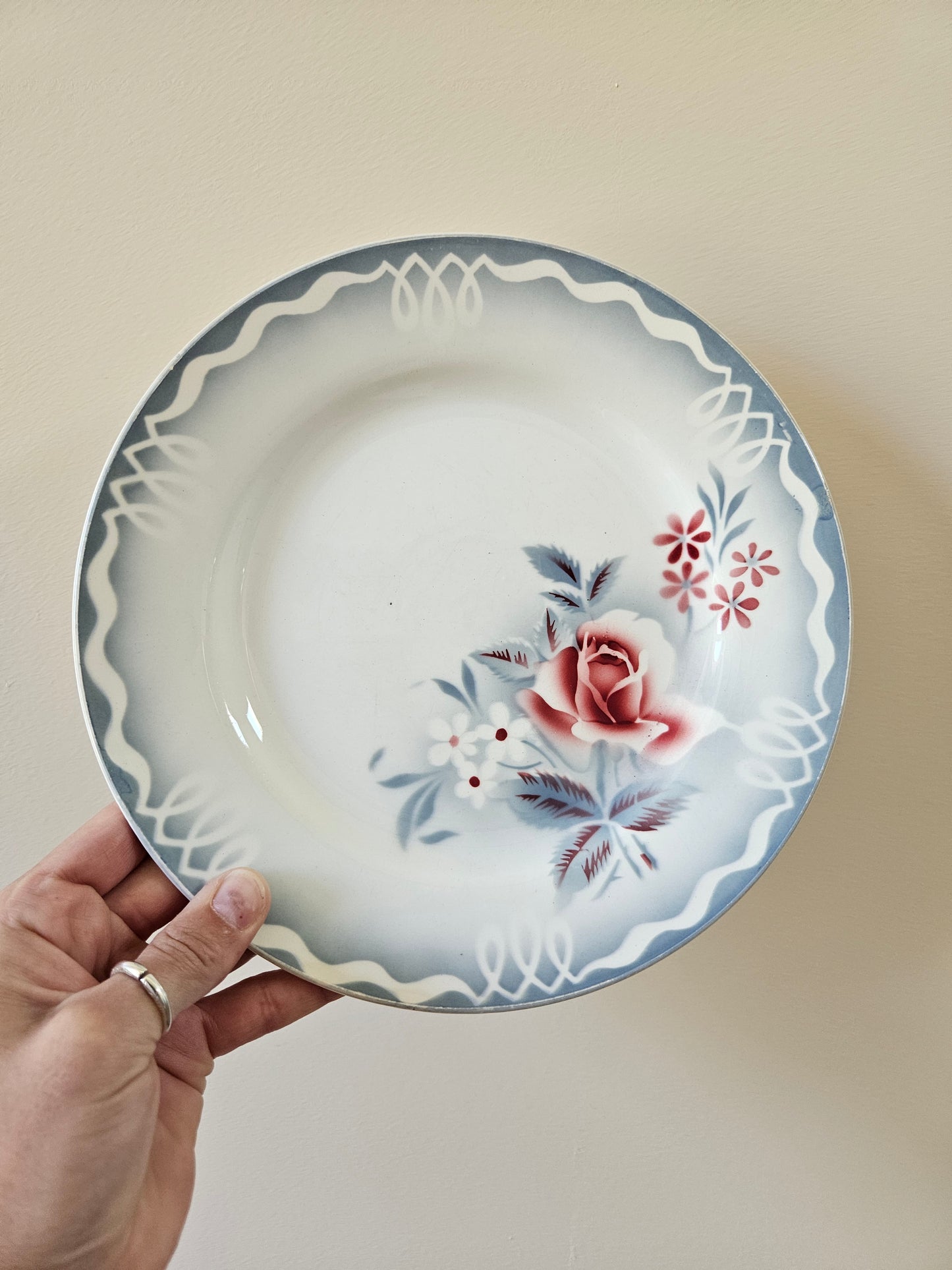 Assiettes plates rétro Digoin, Olga