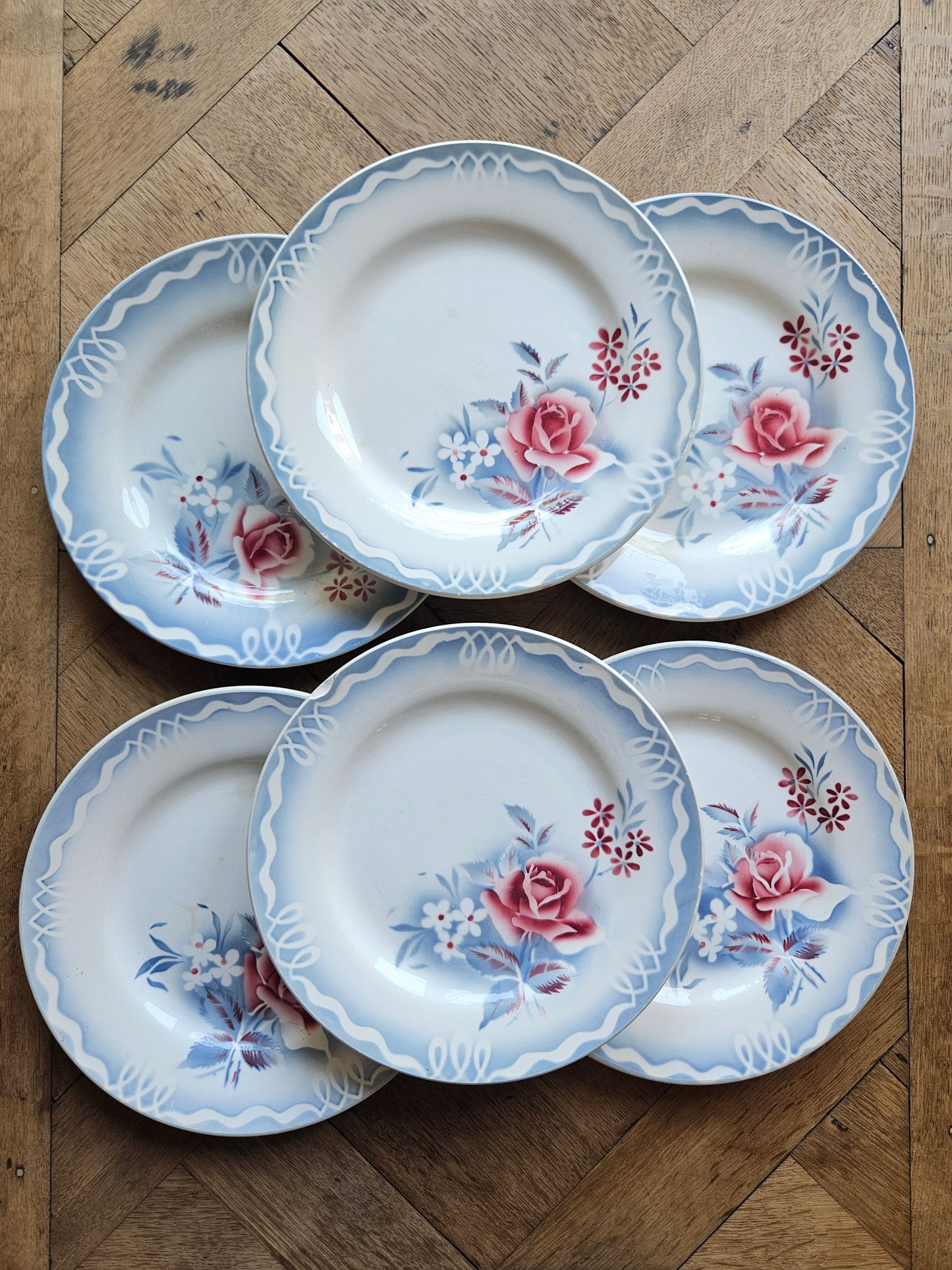 Lot de 6 assiettes plates vintage digoin modèle Olga