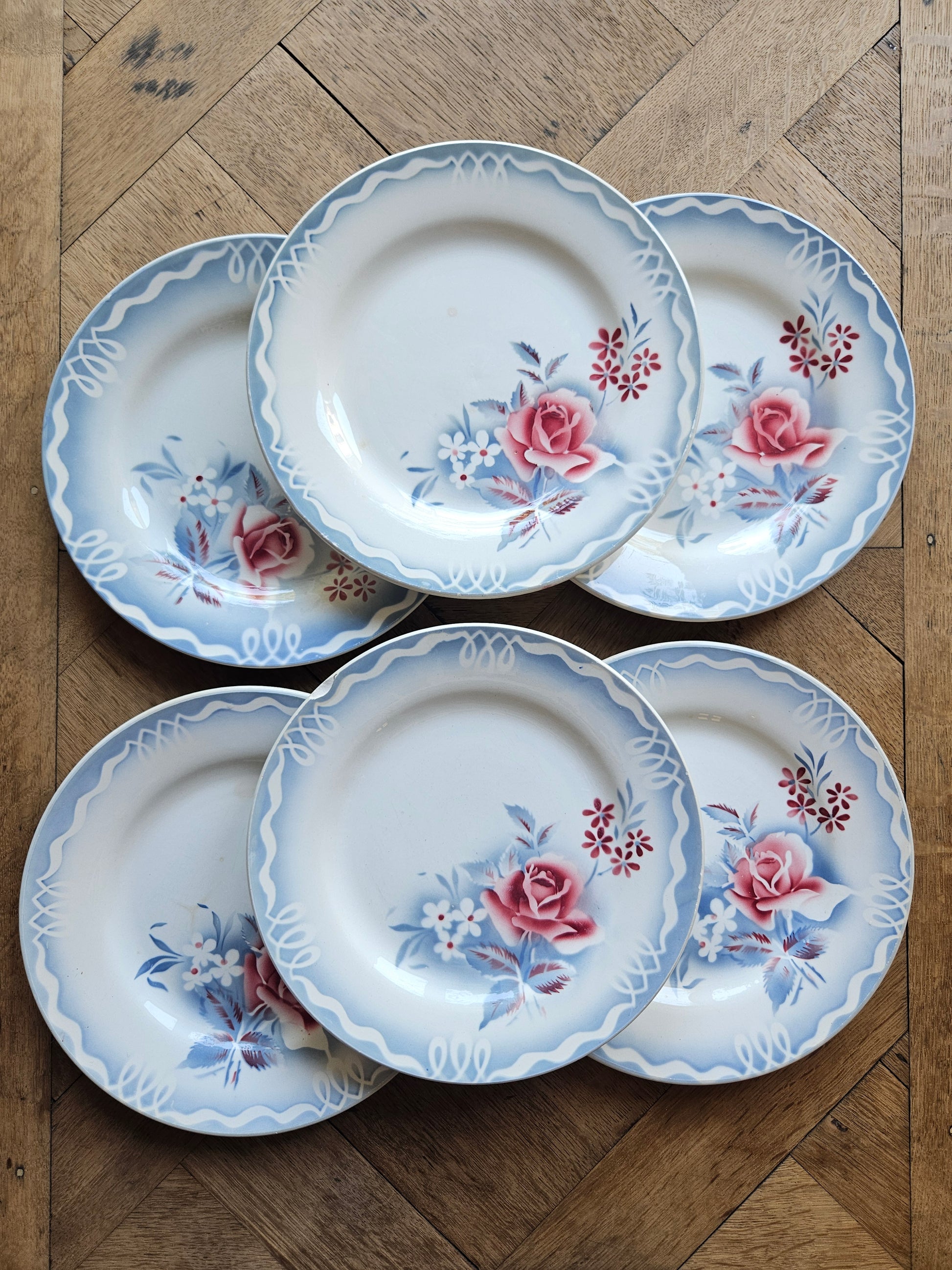 Lot de 6 assiettes plates vintage digoin modèle Olga