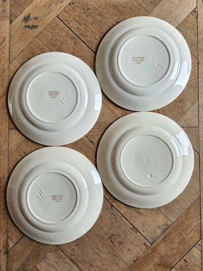 Vaisselle ancienne estampillée HB et Cie terre de fer lucie. Couleur sépia. 