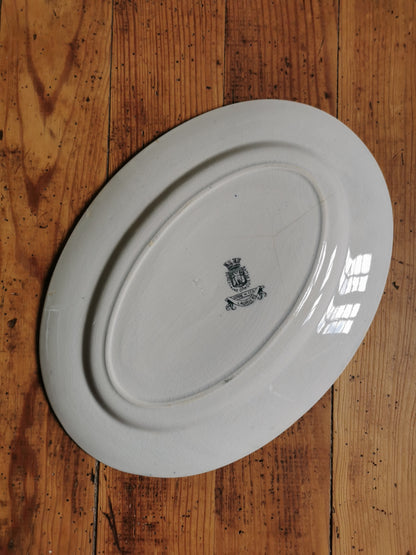 Plat ovale ancien Gien, Lauriers
