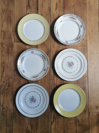 Assiettes plates vintage dépareillées 