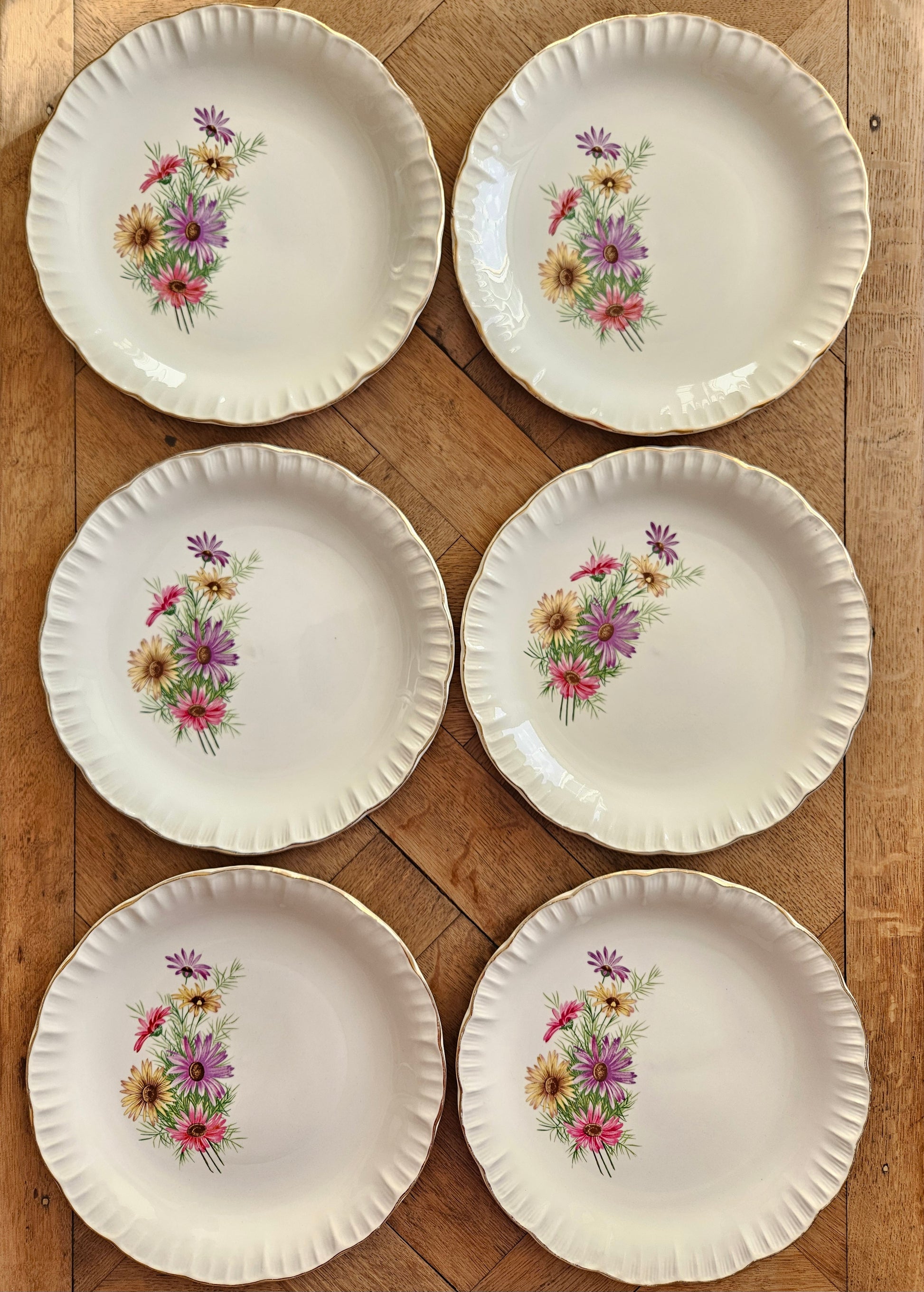 Lot de 6 assiettes plates vintage Digoin, Roméo.