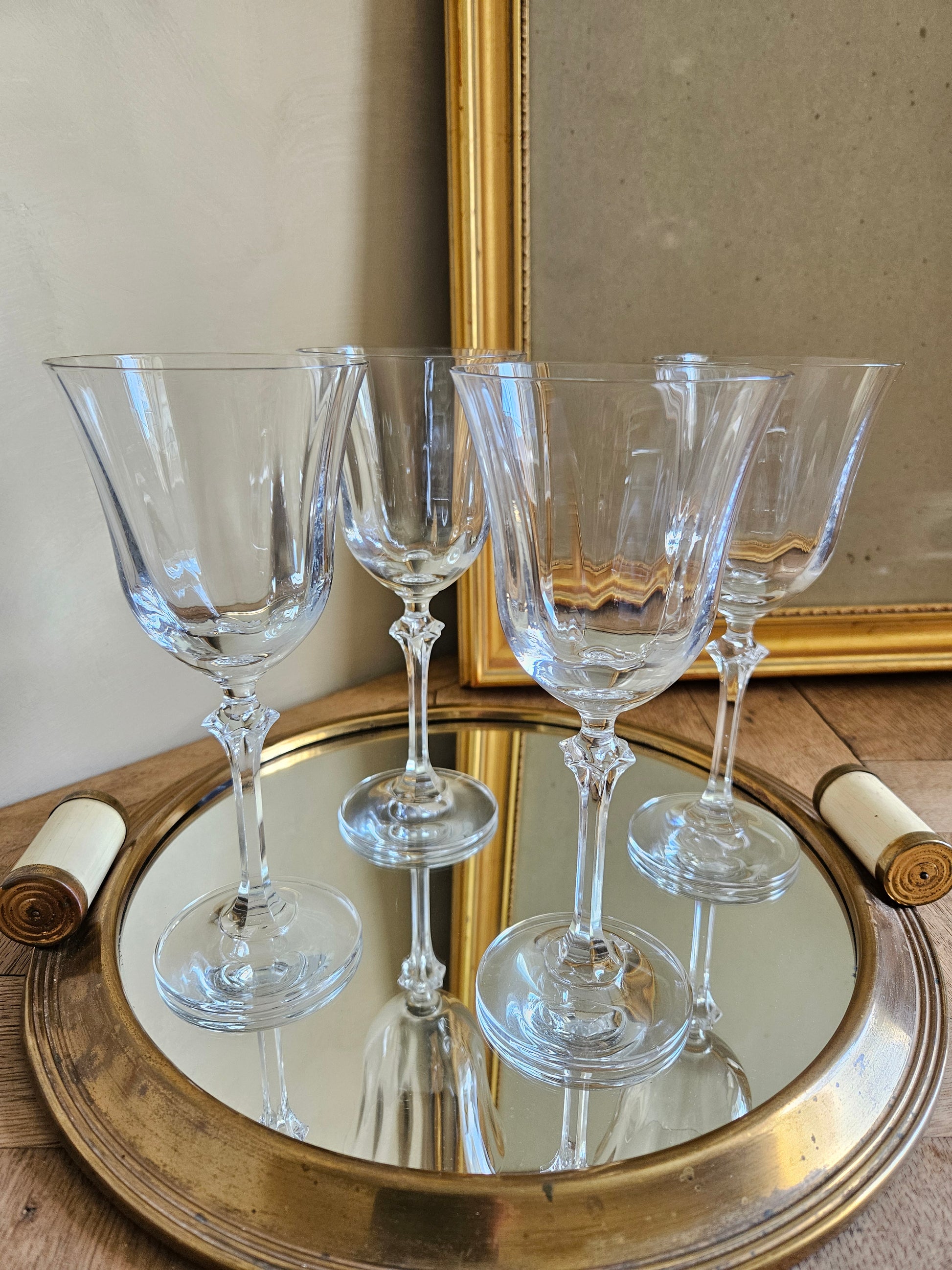 Lot de 4 grands verres à pied style vintage