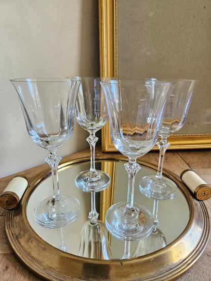 Lot de 4 grands verres à pied style vintage