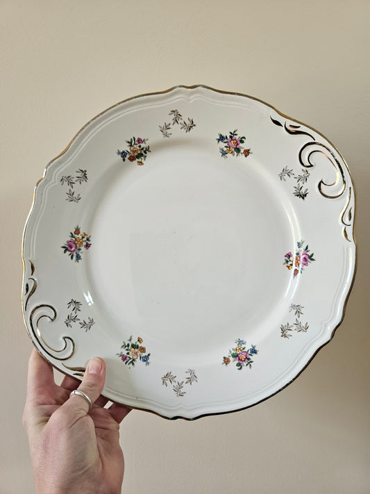 Plat à tarte vintage L’Amandinoise 1080. Décor fleuri.