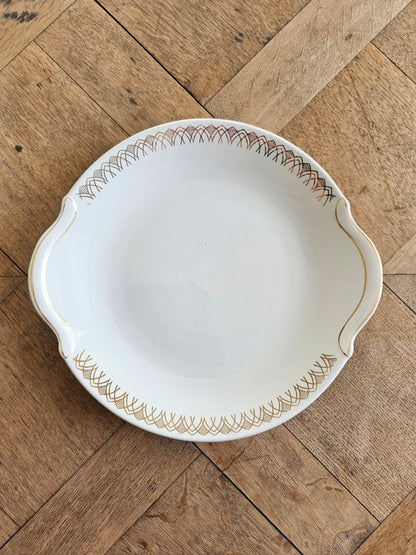 Plat à gâteau vintage style Art Déco. Dorure.
