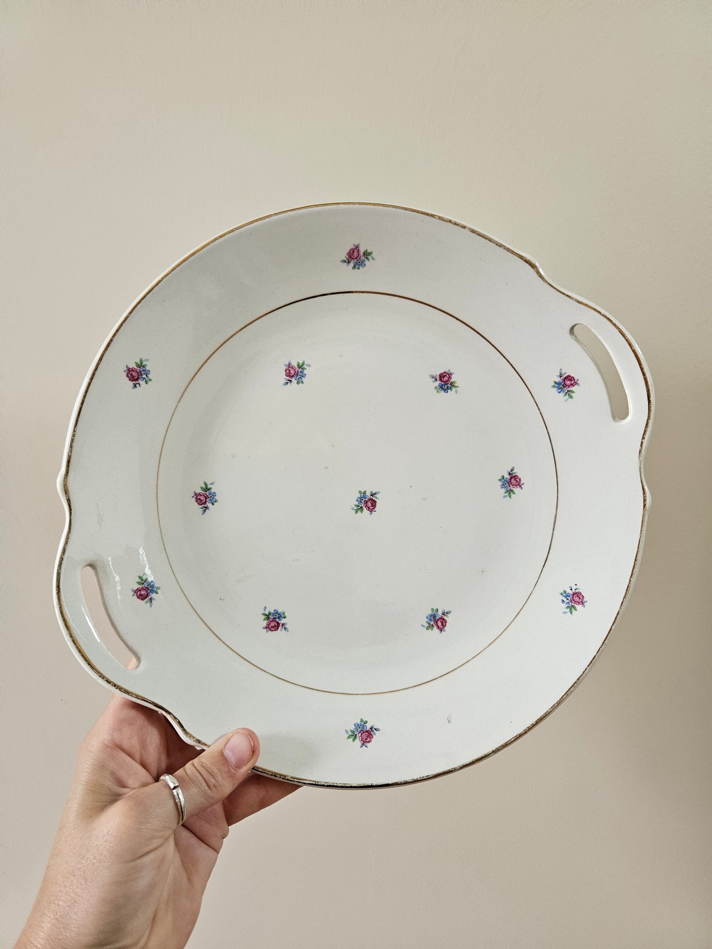 Plat à tarte K&G Lunéville modèle Floréal shabby chic