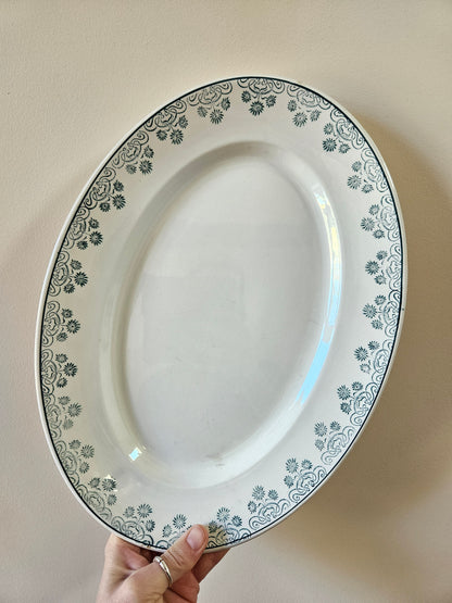 Plat ovale Digoin, décor vert