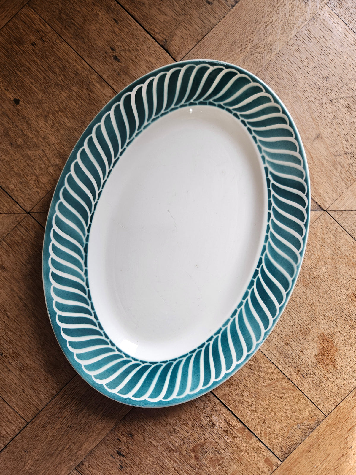 Plat ovale vintage digoin jacquot vert