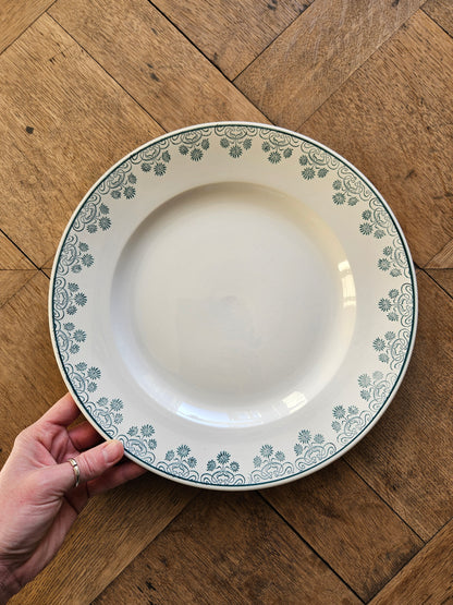 Plat rond Digoin, décor vert