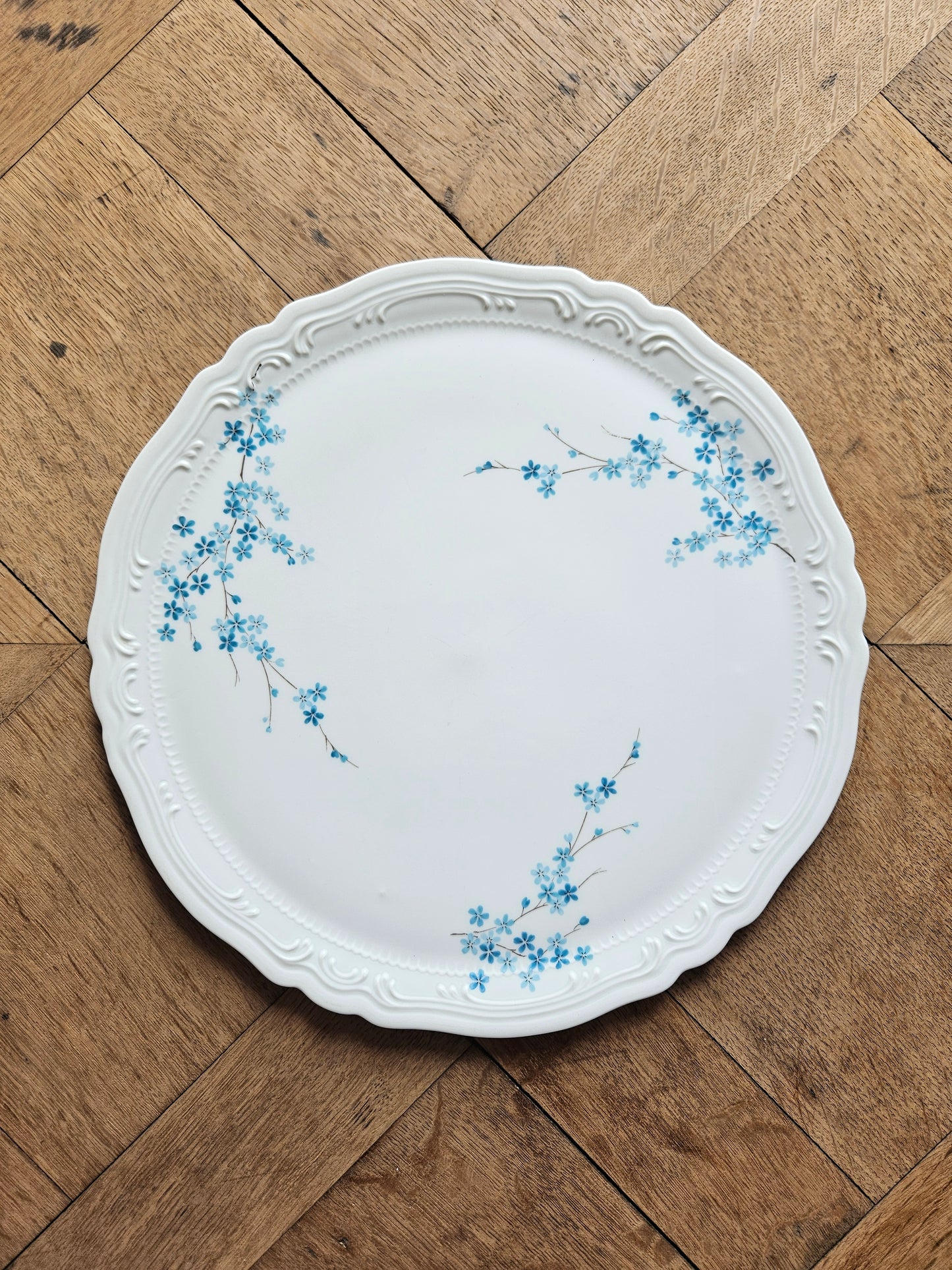 Plat à tarte Limoges, myosotis