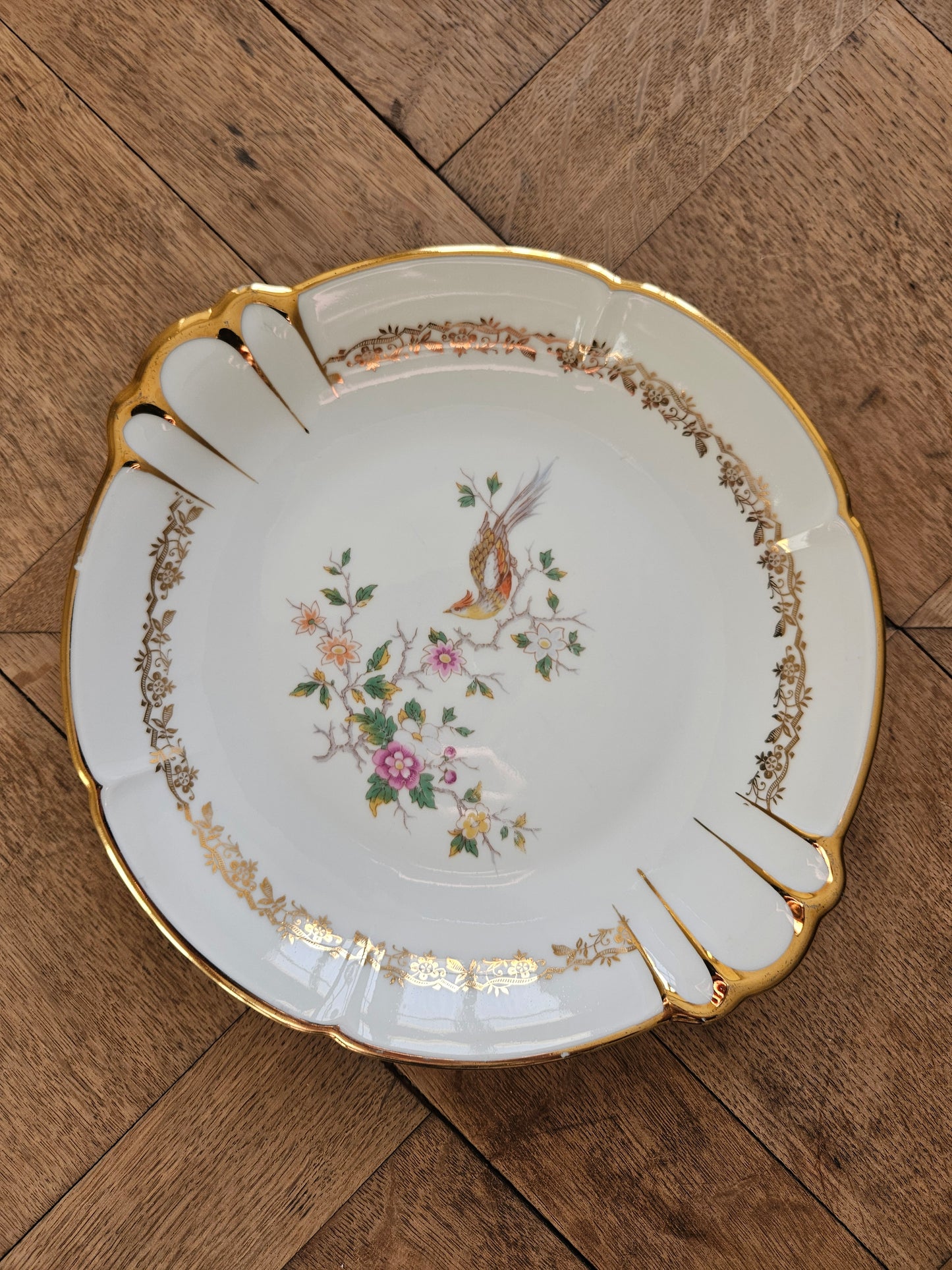 Plat à gâteau porcelaine Oiseau