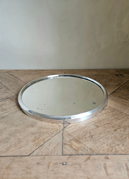 Plateau miroir ancien argenté. Charmante patine