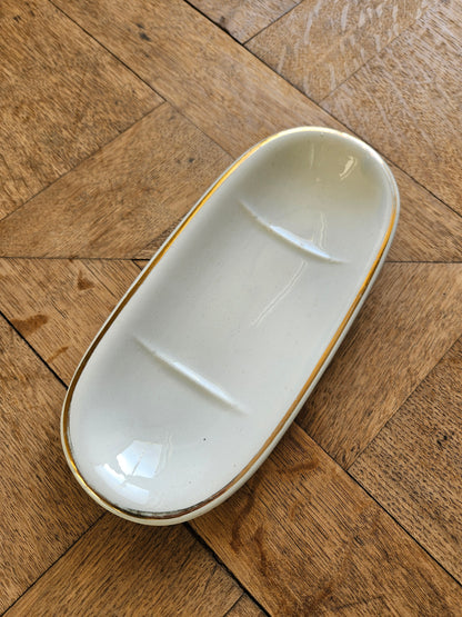 Porte savon ancien Lunéville. Dorure. Déco vintage pour salle de bain.