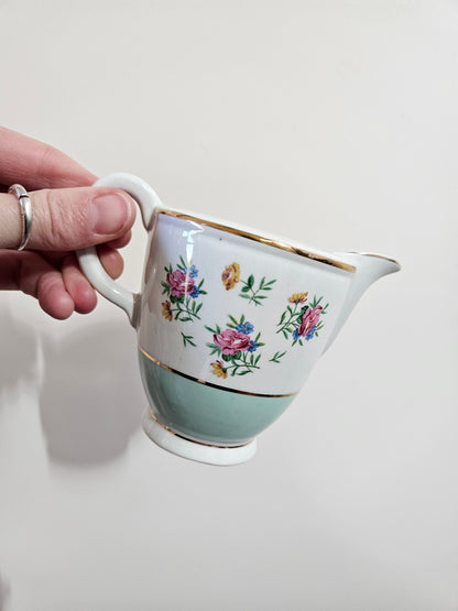 Sucrier et crémier K&G Lunéville, mint & fleurs