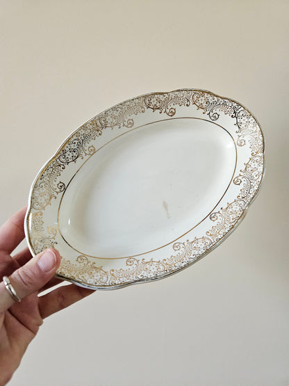 Ravier vintage Digoin et Sarreguemines, modèle Mozart. Décor doré. 