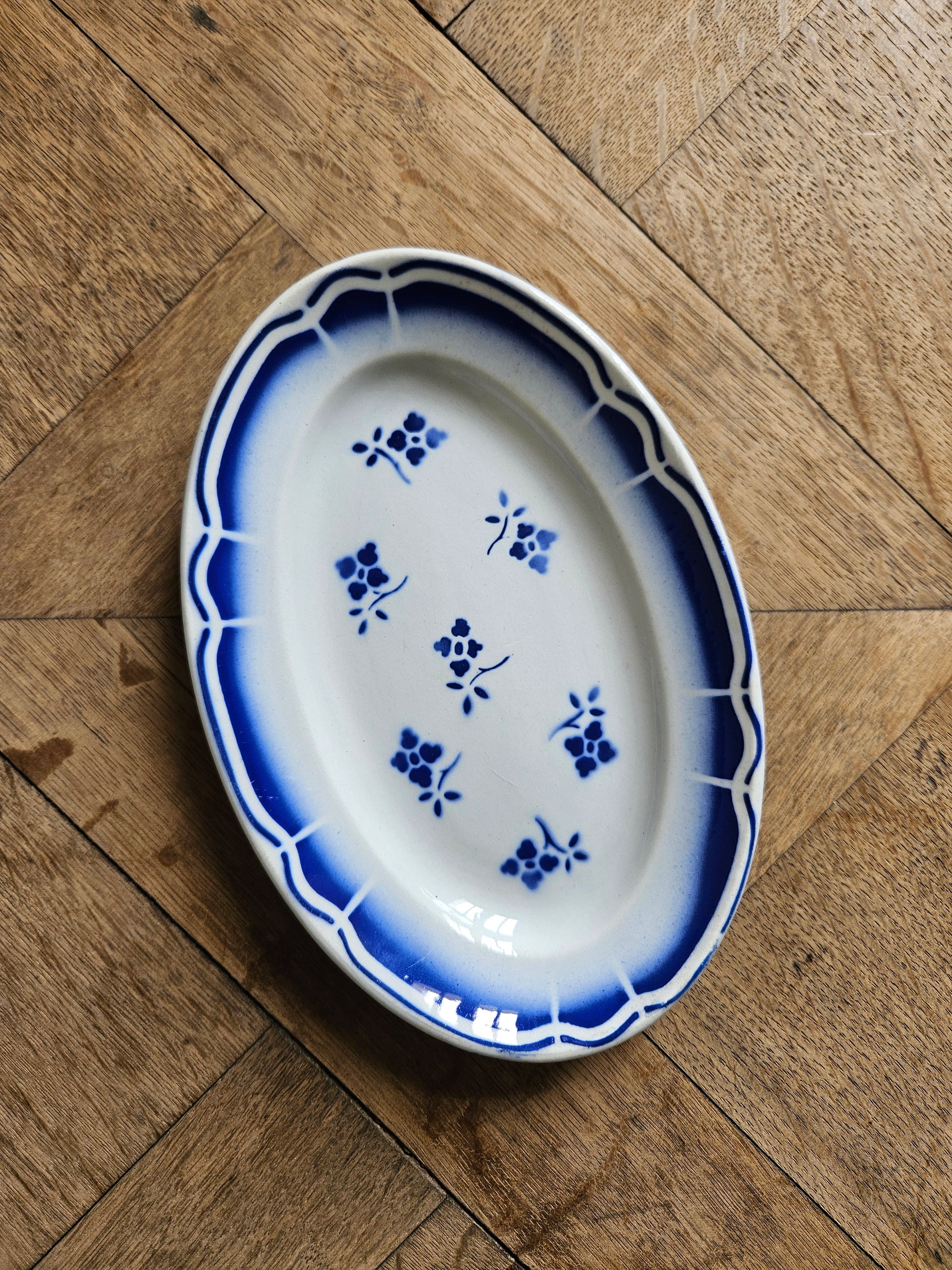 Ravier ancien fenal badonviller décor bleu fleuri