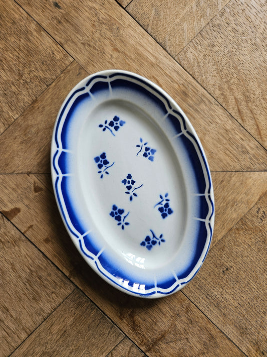 Ravier ancien fenal badonviller décor bleu fleuri