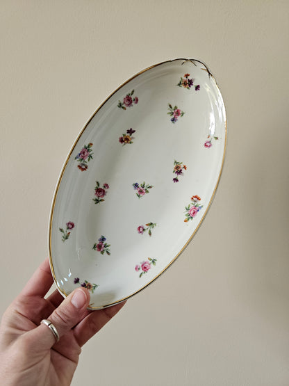 Ravier vintage en porcelaine, petites fleurs