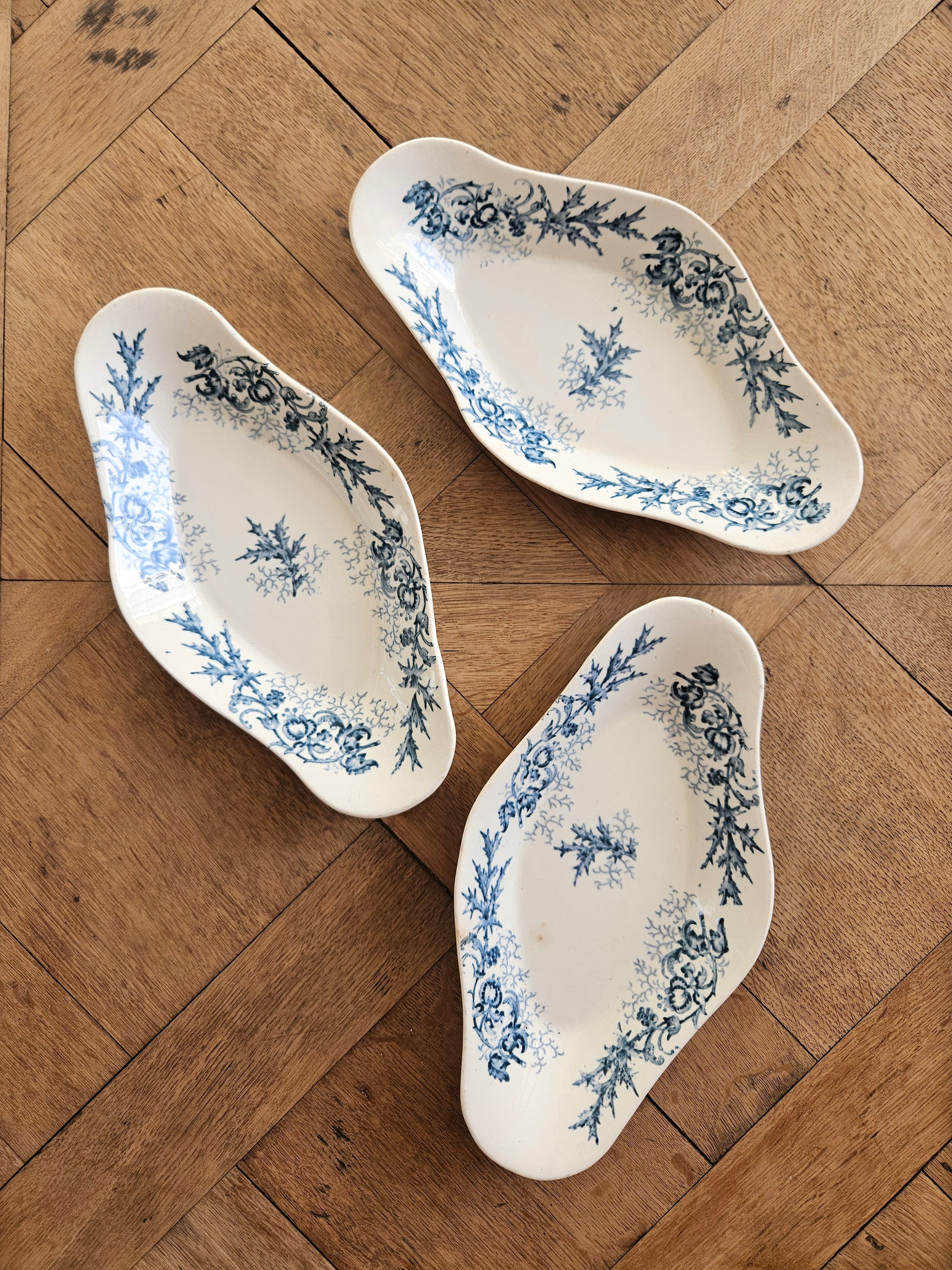 Lot de 3 raviers anciens longwy modèle Cyrano