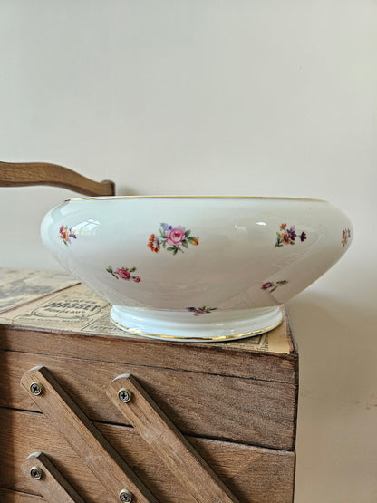 Saladier vintage en porcelaine, petites fleurs