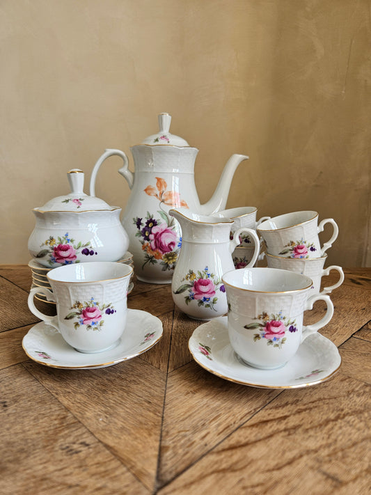 Service à café ancien en porcelaine fine de Bohême Thun Czechoslovakia