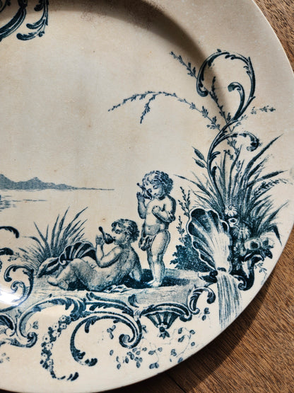 Assiette plate Jules Vieillard, Neptune