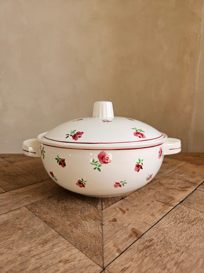 Soupière rétro Badonviller modèle mireille aux petites roses rouges