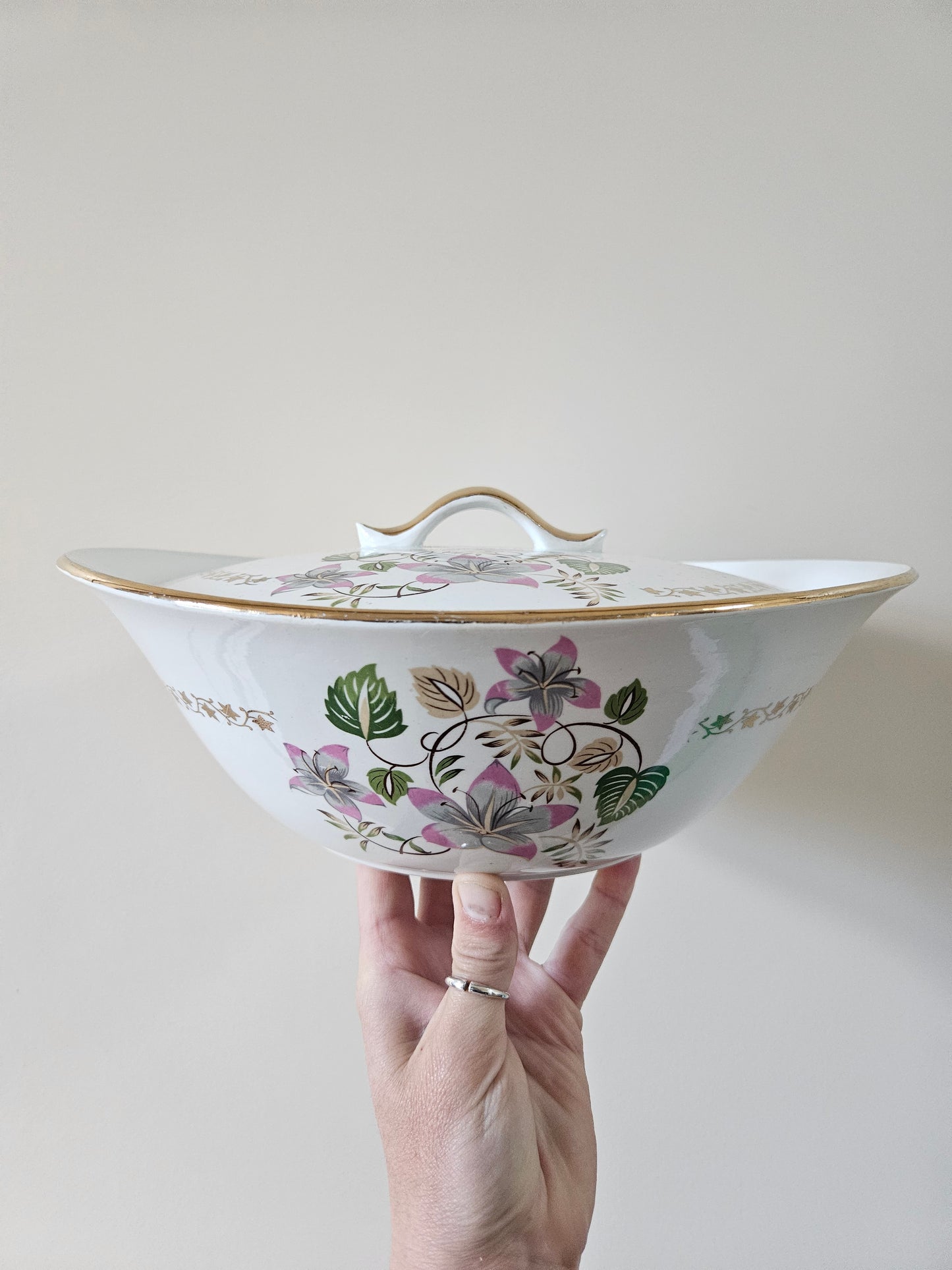 Soupière ancienne L’Amandinoise modèle Margaret. Style shabby chic. Vaisselle vintage.
