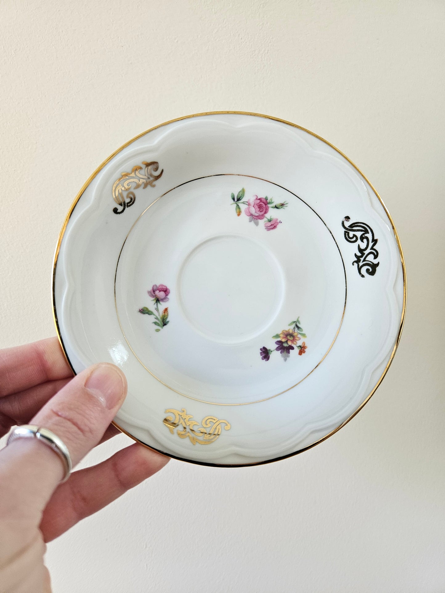 Service à café en porcelaine SFP, petites fleurs