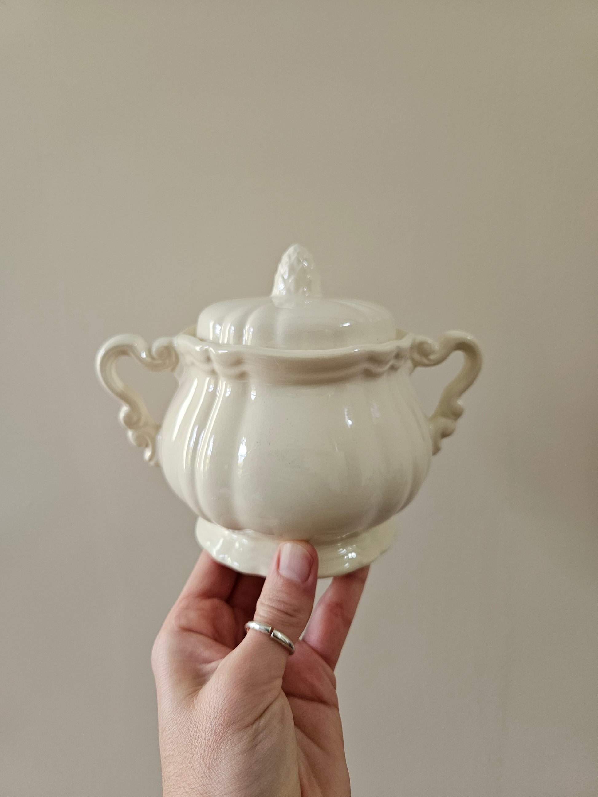 Sucrier ancien Sarreguemines Rohan couleur crème 