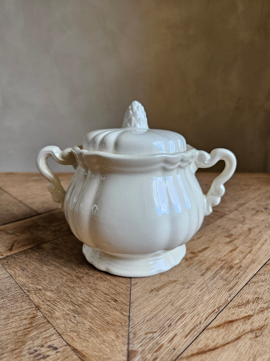Sucrier vintage Sarreguemines Rohan couleur crème 