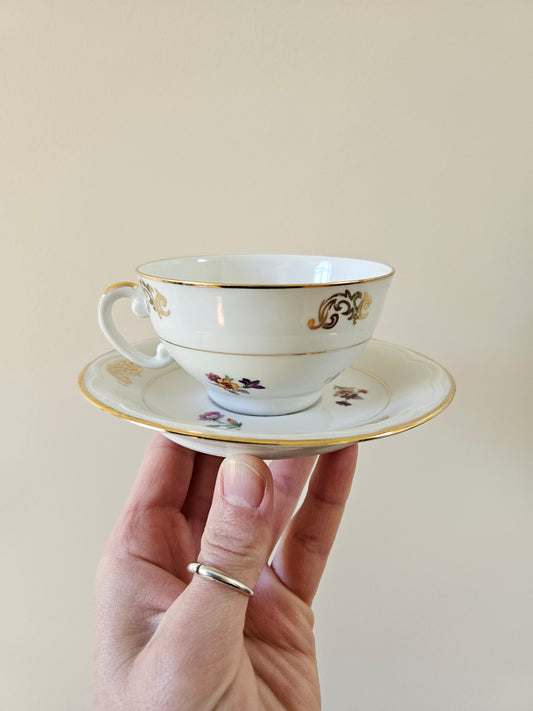 Service à café en porcelaine SFP, petites fleurs