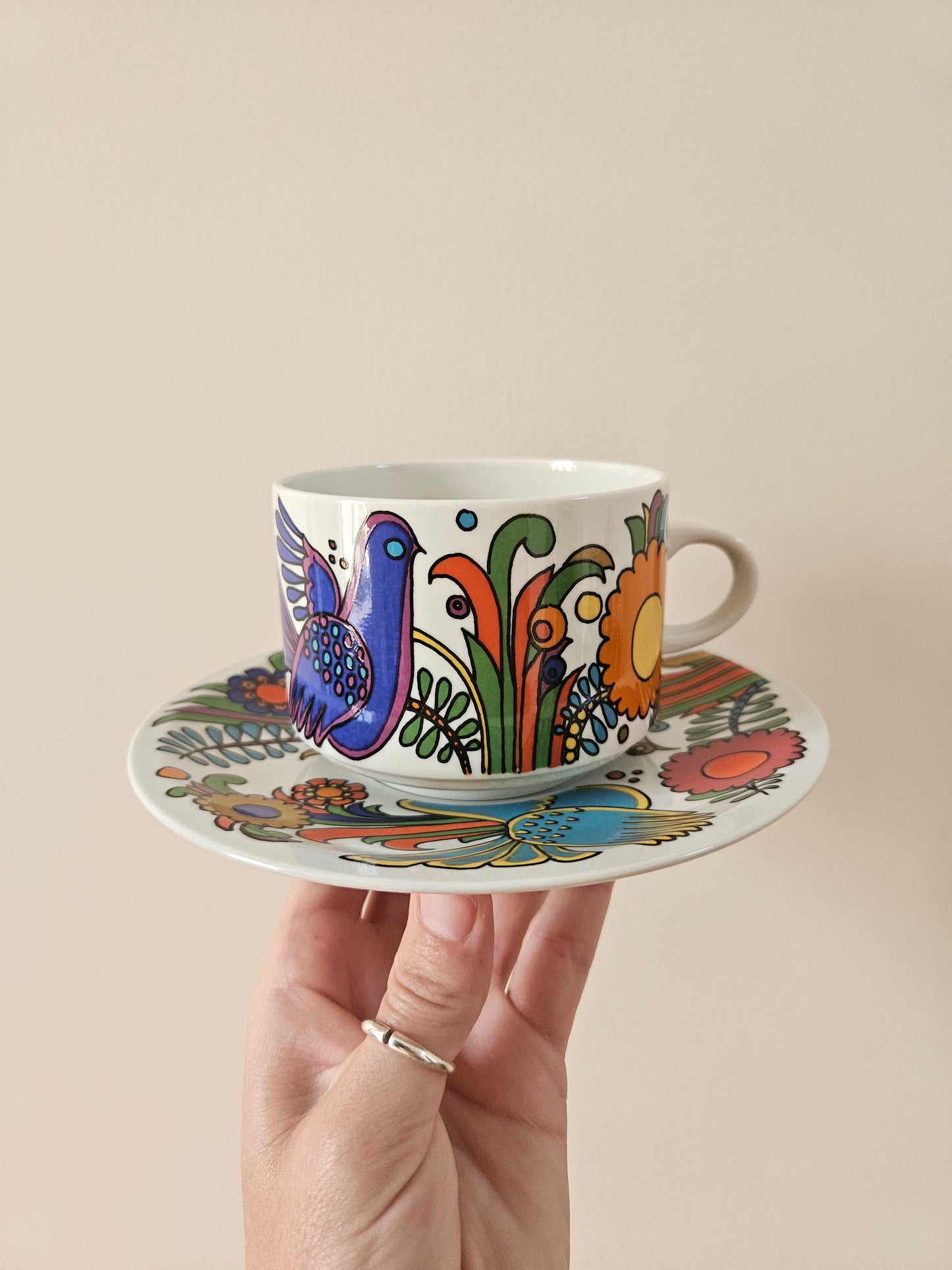 Tasse et sous-tasse vintage années 70 villeroy et boch acapulco