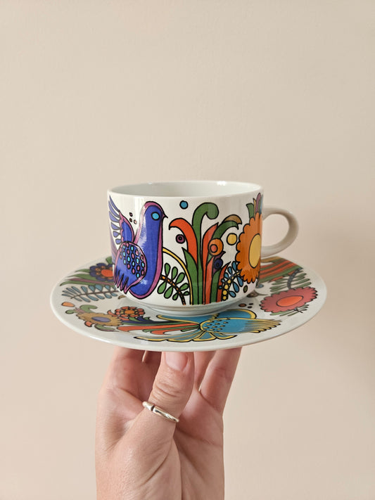 Tasse et sous-tasse vintage années 70 villeroy et boch acapulco