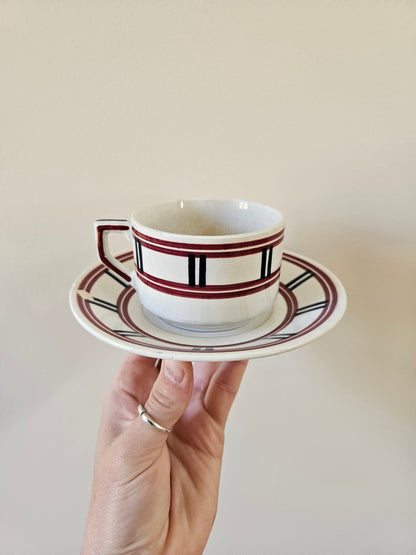 Tasse et sous-tasse anciennes Moulin des Loups. Basque.