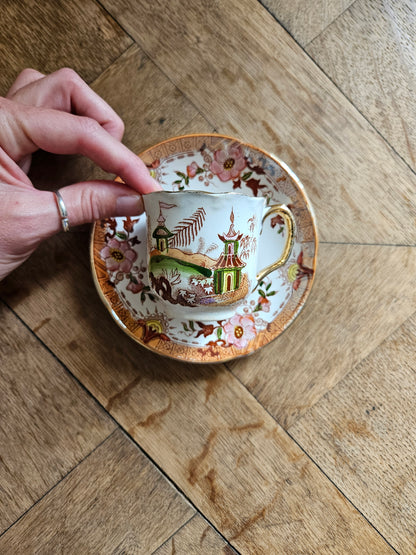 Tasses Digoin & Sarreguemines, décor japonisant