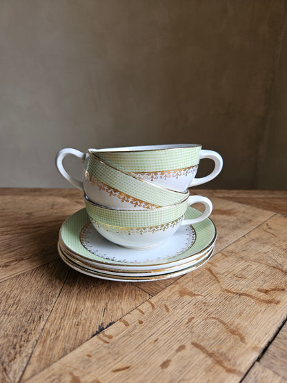 Lot de 3 tasses vintage vert pomme St Amand